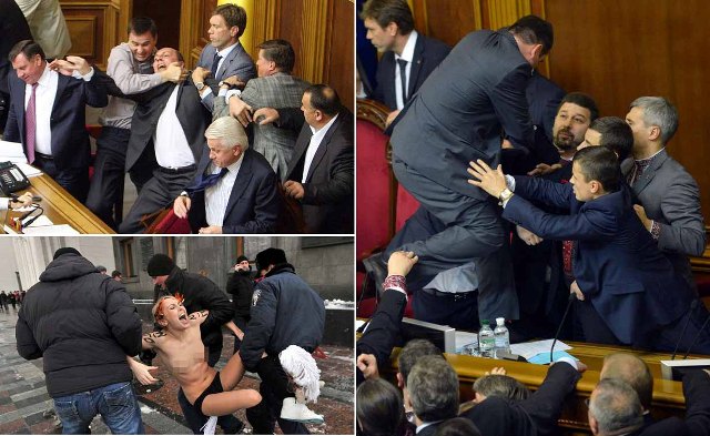 Anggota Parlemen Ukraina Bertengkar Dukung PM Baru